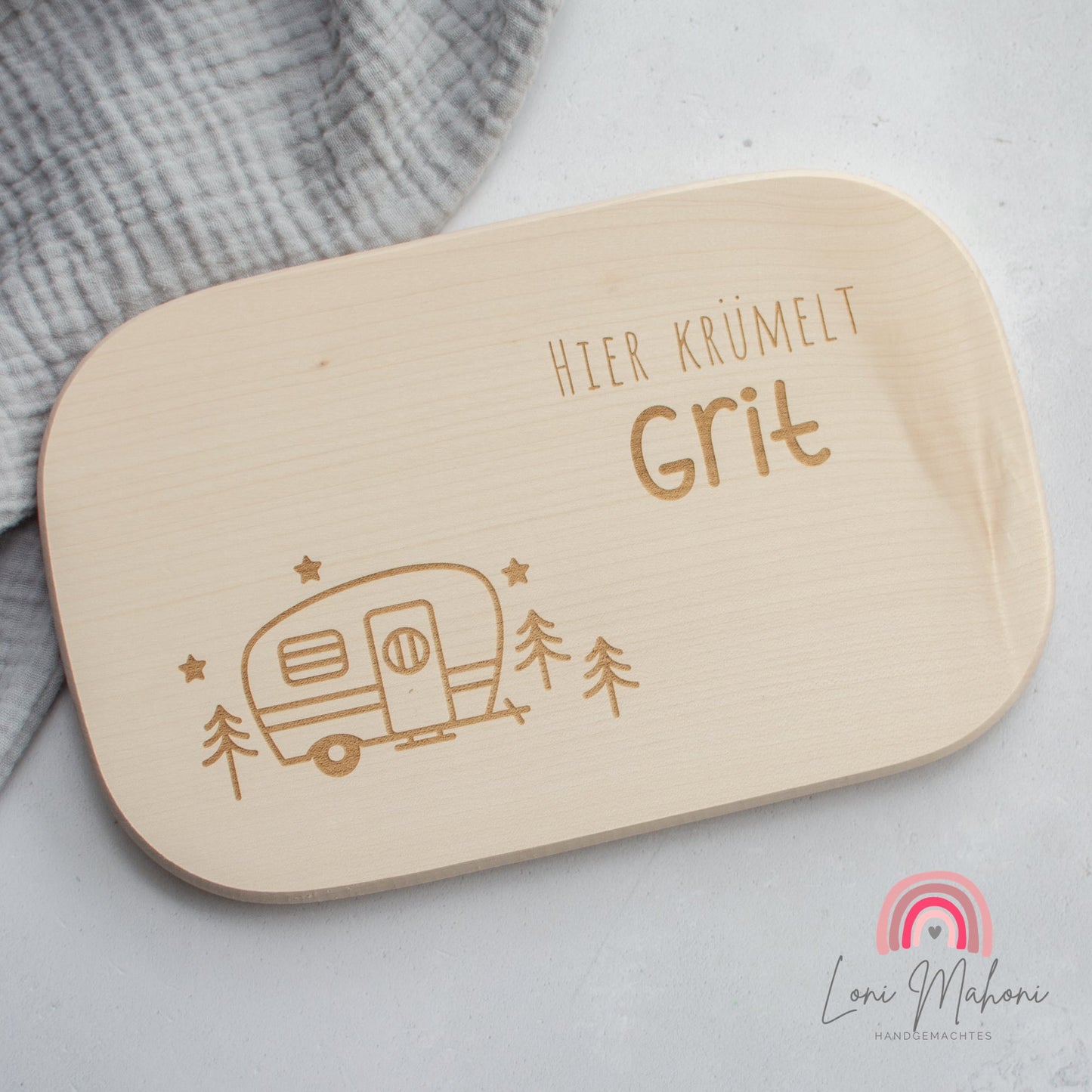 Personalisiertes Frühstücksbrett für Wohnwagen Camper