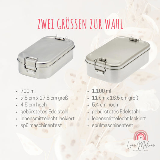 Brotdose aus Edelstahl mit Namen Personalisiert, Motiv Giraffe