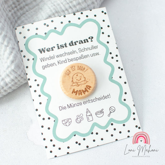 Entscheidungsmünze aus Holz – Wer ist dran?