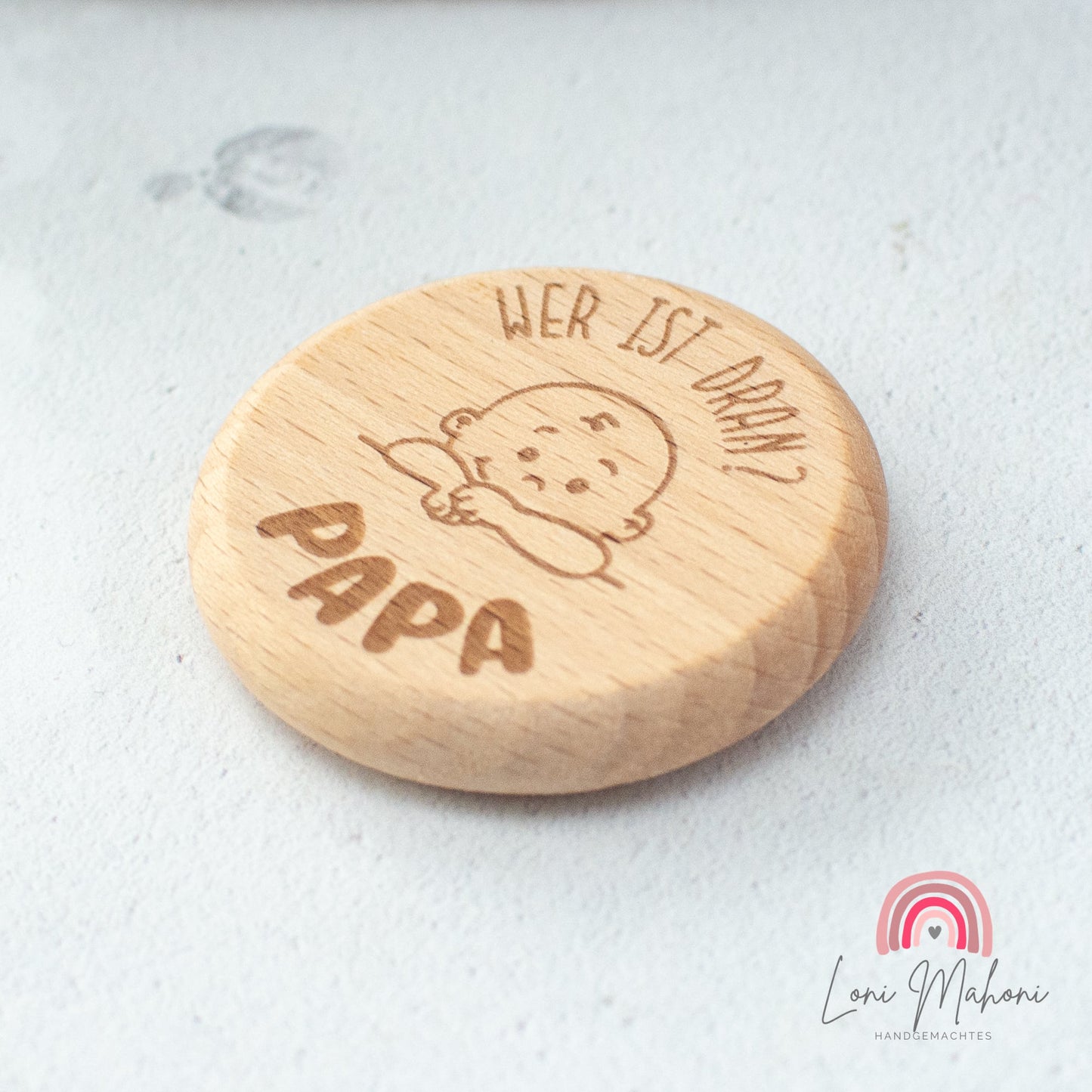 Entscheidungsmünze aus Holz – Wer ist dran?