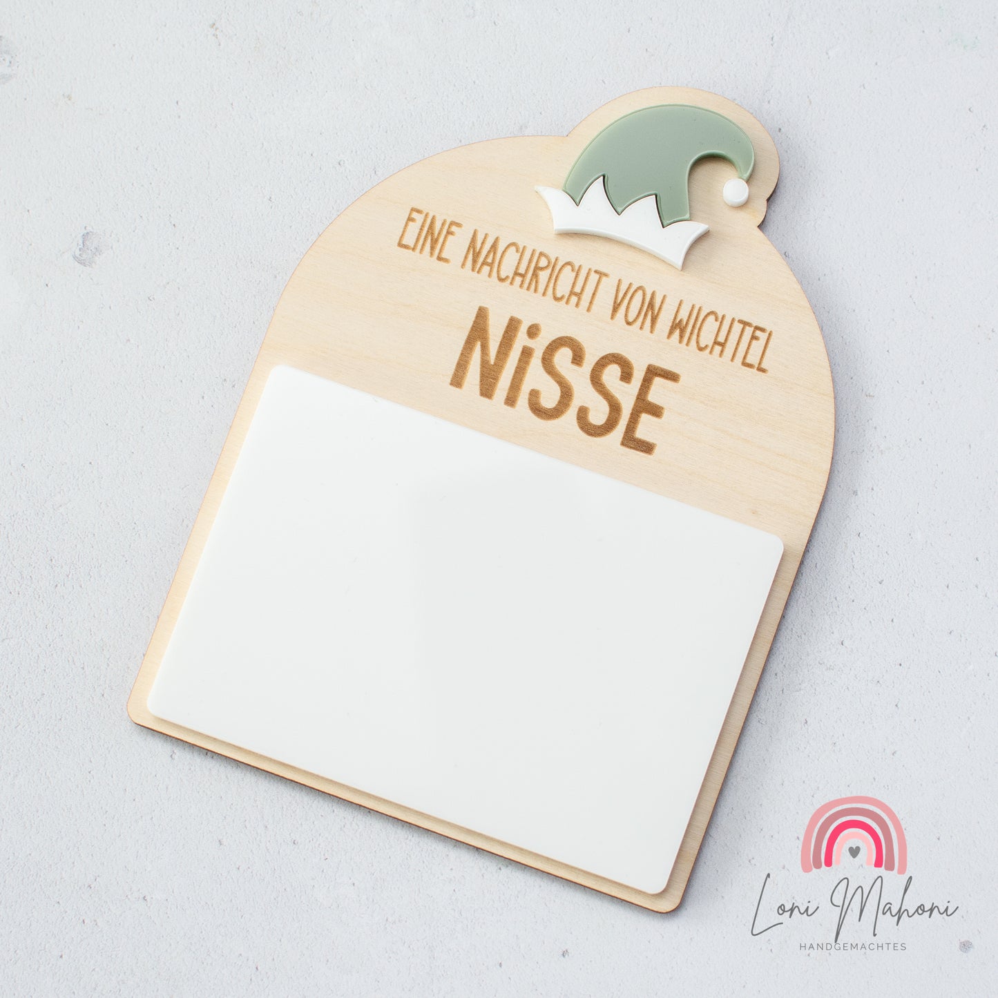Personalisiertes Nachrichtenbrett für Weihnachtswichtel, Name und Farbe wählbar, Nachricht von deinem Wichtel