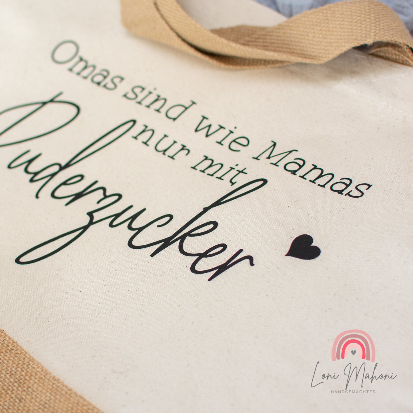 Jute Shoppingtasche "Puderzucker"