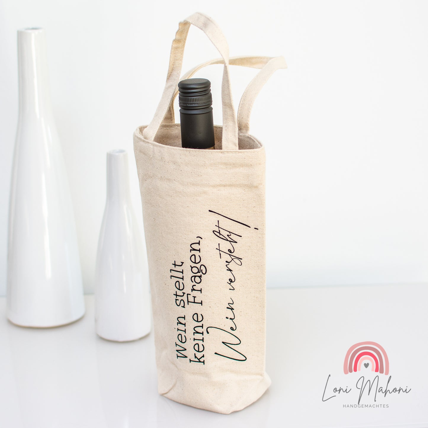 Flaschen-Tasche Wein stellt keine Fragen, Wein versteht!