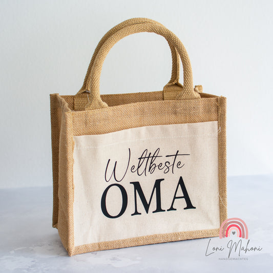 Jute Geschenktasche Weltbeste Oma