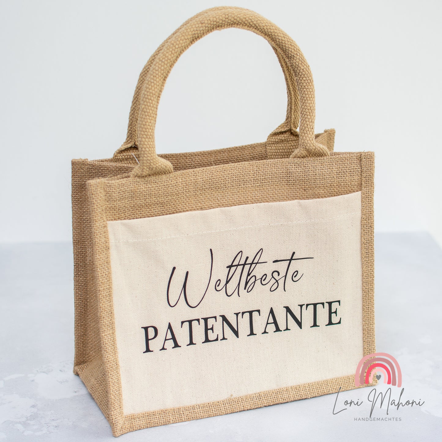 Jute Geschenktasche Weltbeste Patentante
