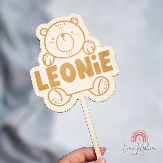 Cake Topper "Teddybär", personalisiert mit Vornamen