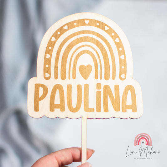 Cake Topper "Regenbogen", personalisiert mit Vornamen