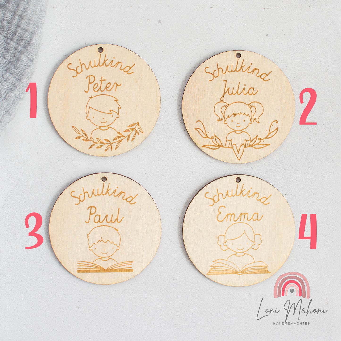 Schulkind - Personalisierter Anhänger, 7 cm