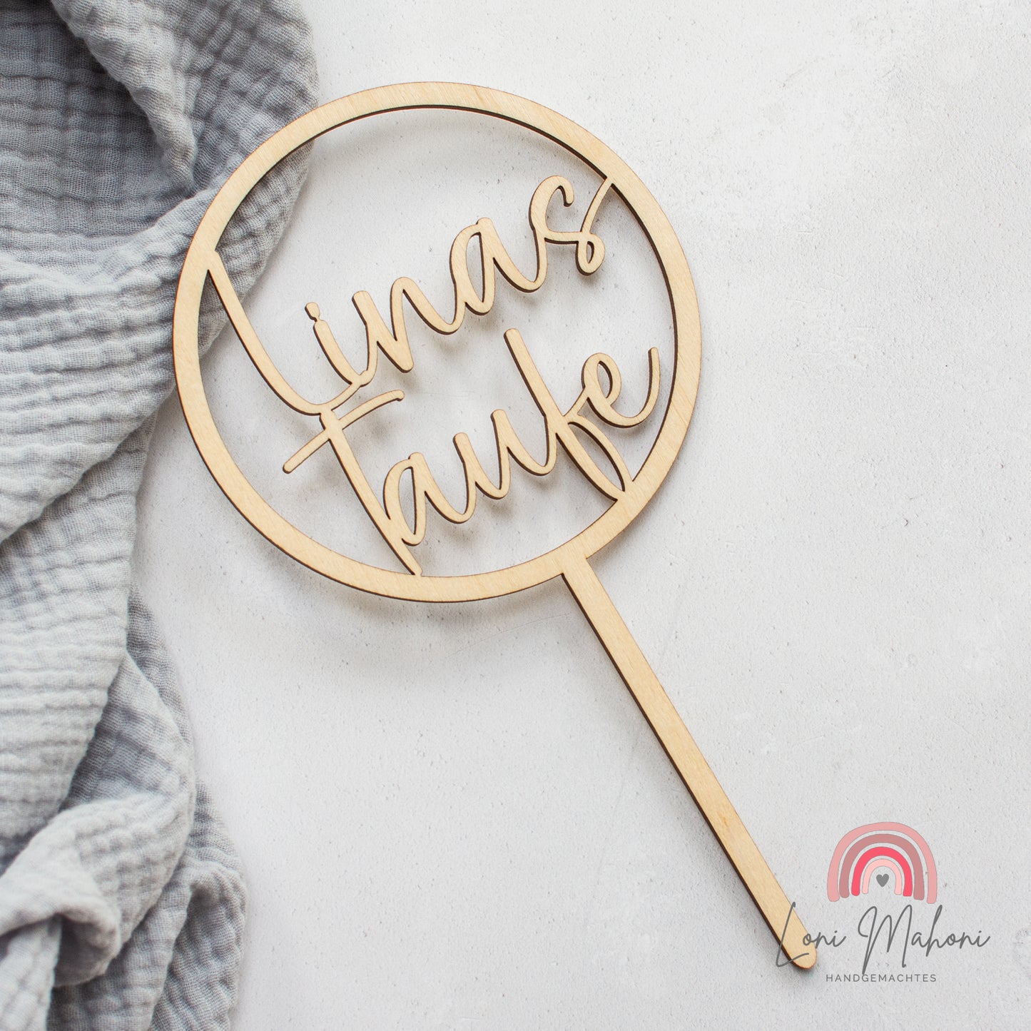Cake Topper Taufe aus Holz, personalisiert