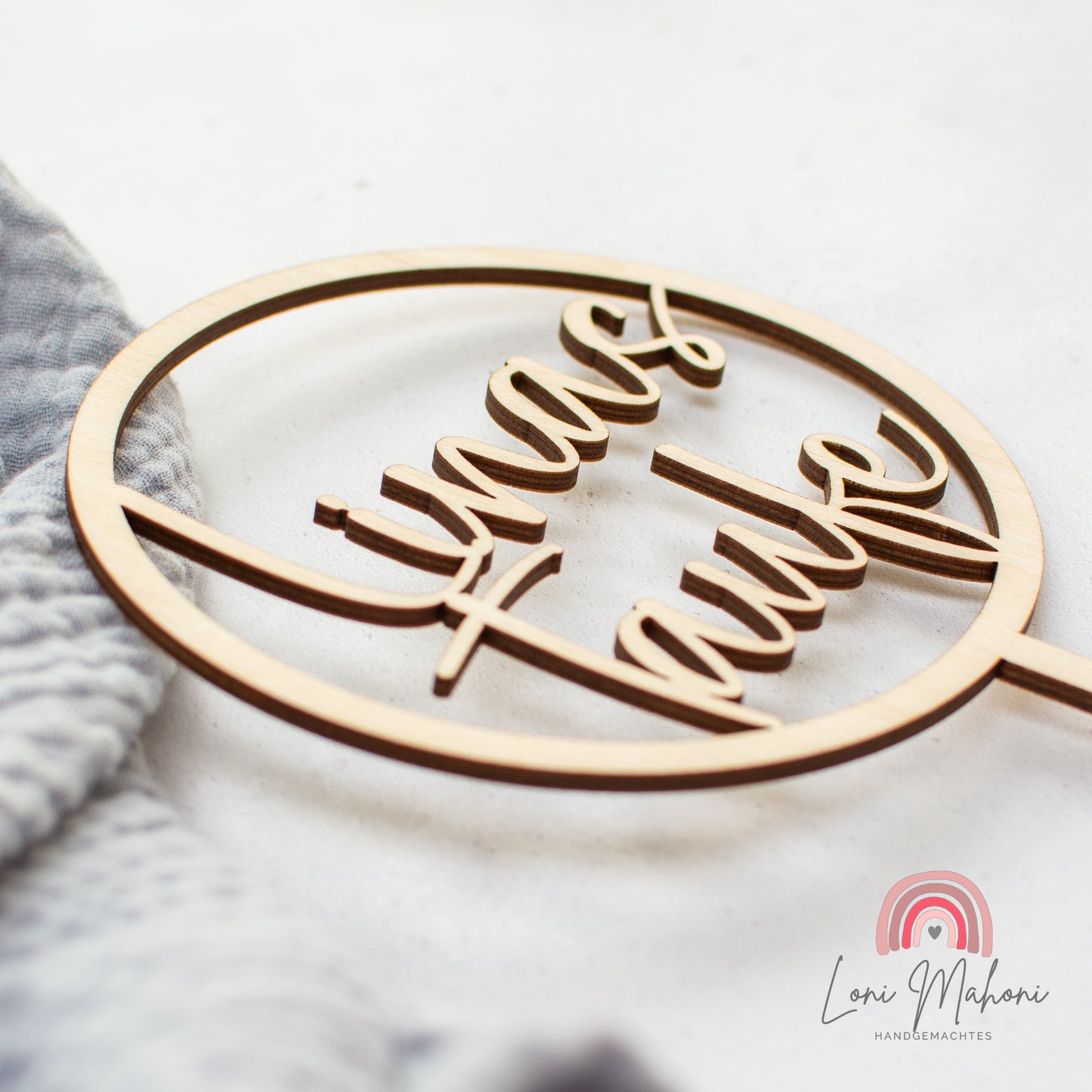 Cake Topper Taufe aus Holz, personalisiert