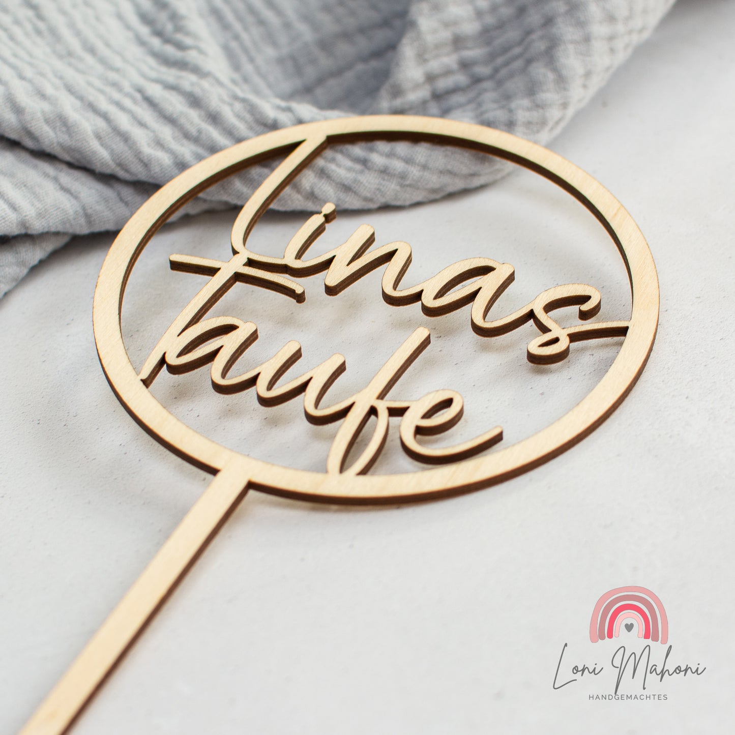 Cake Topper Taufe aus Holz, personalisiert