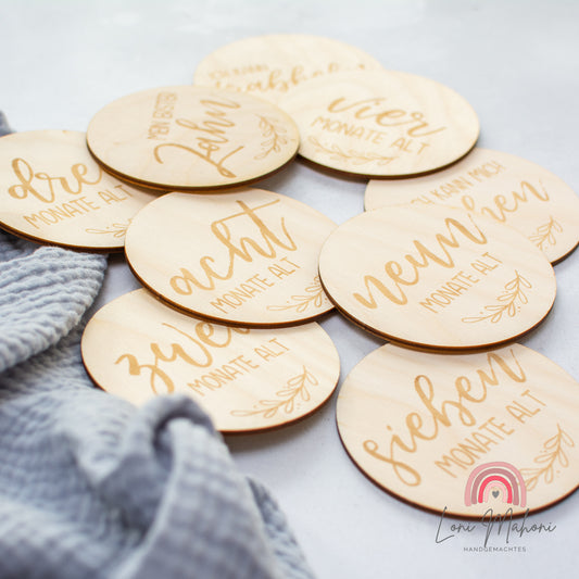 Meilensteinkarten aus Holz, "Mein erstes Jahr"