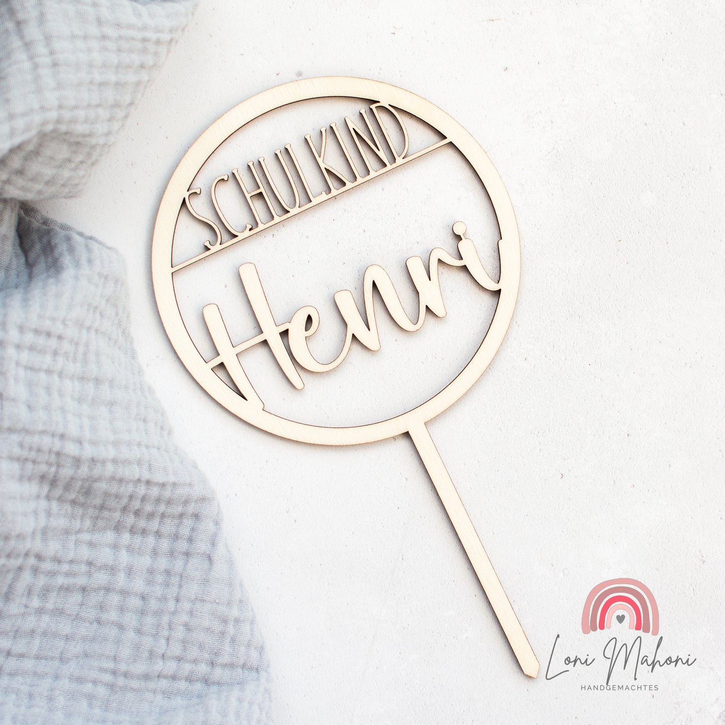 Cake Topper Schulkind aus Holz, personalisiert