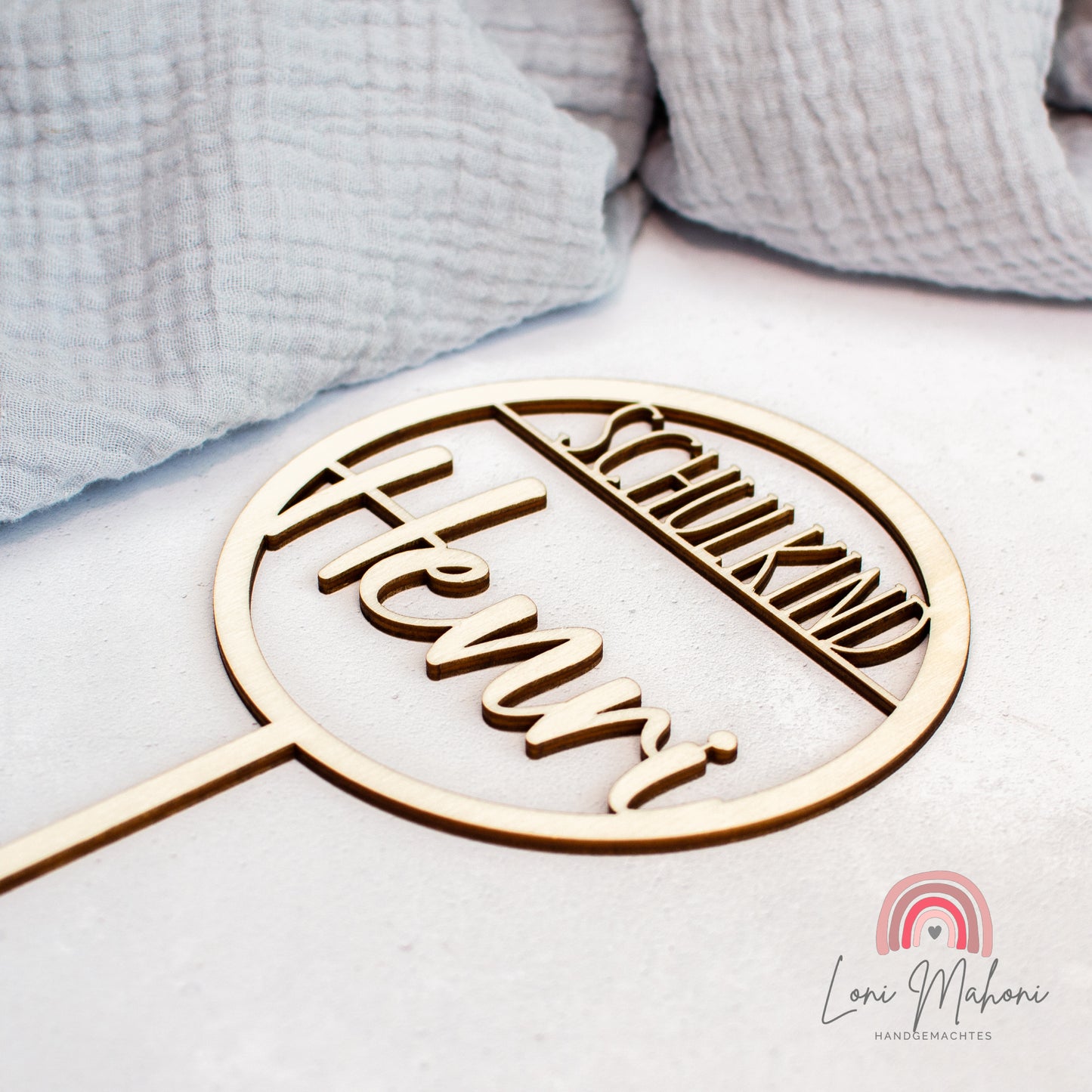 Cake Topper Schulkind aus Holz, personalisiert