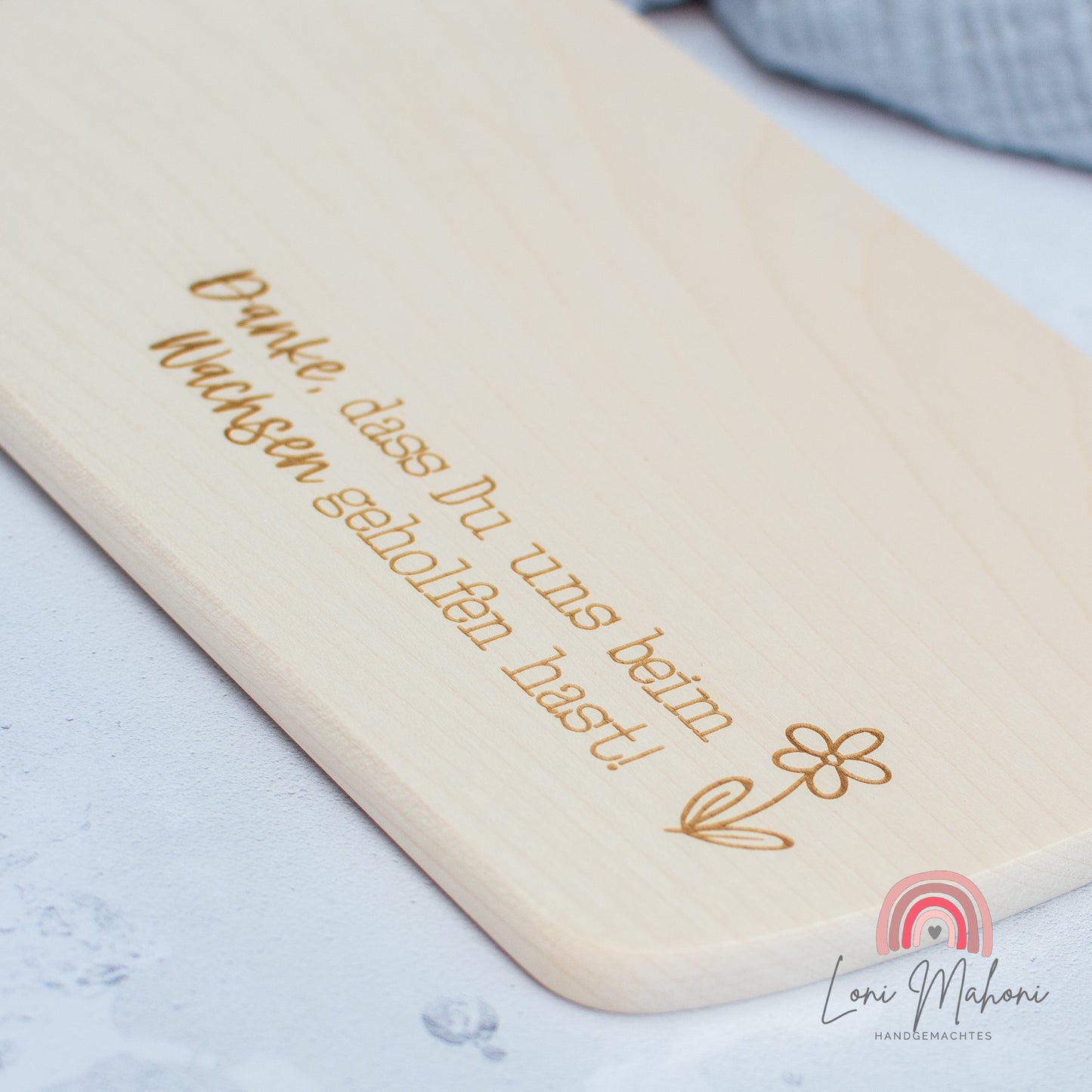 Frühstücksbrett "Danke, dass du uns beim Wachsen geholfen hast"