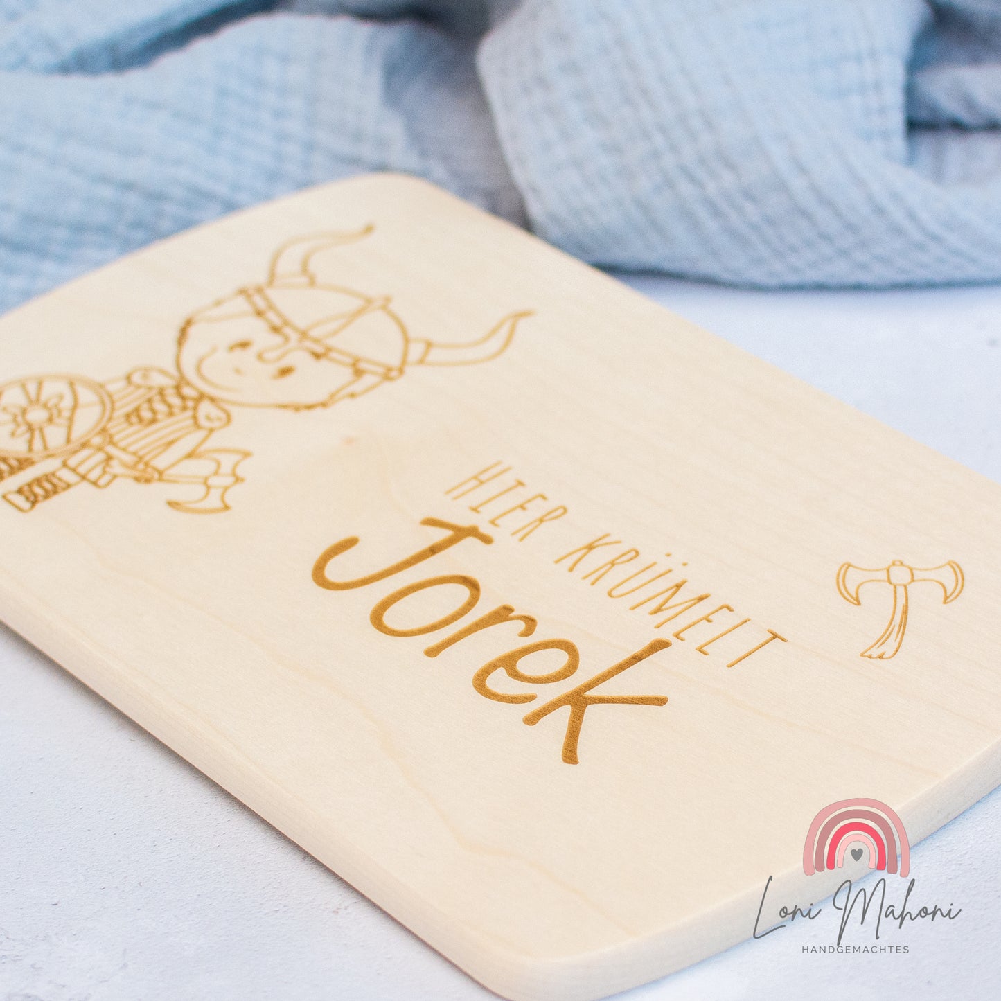 Frühstücksbrettchen personalisiert, Motiv: Wikinger