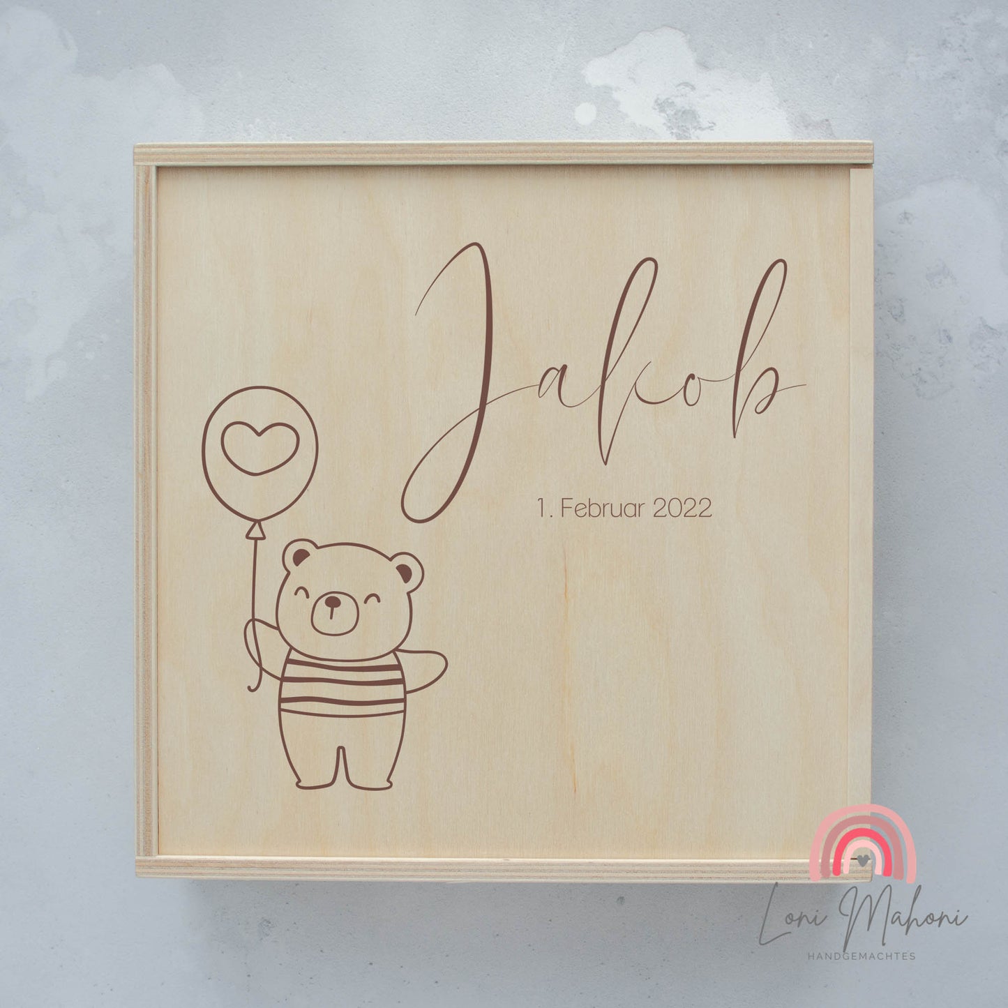 Erinnerungsbox zur Geburt, Motiv: Bär
