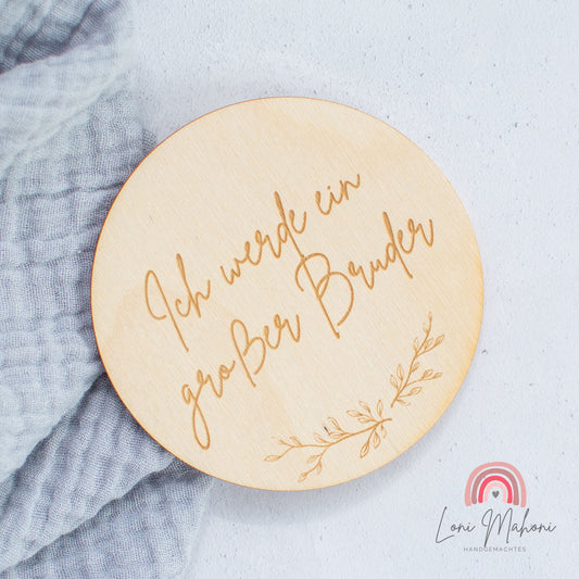 Schwangerschaft verkünden "Ich werde ein großer Bruder" Holzscheibe