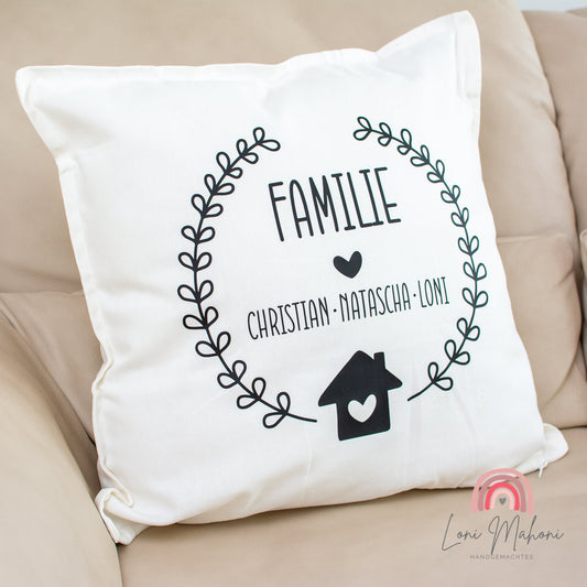 Personalisierter Kissenbezug mit Familie und Namen