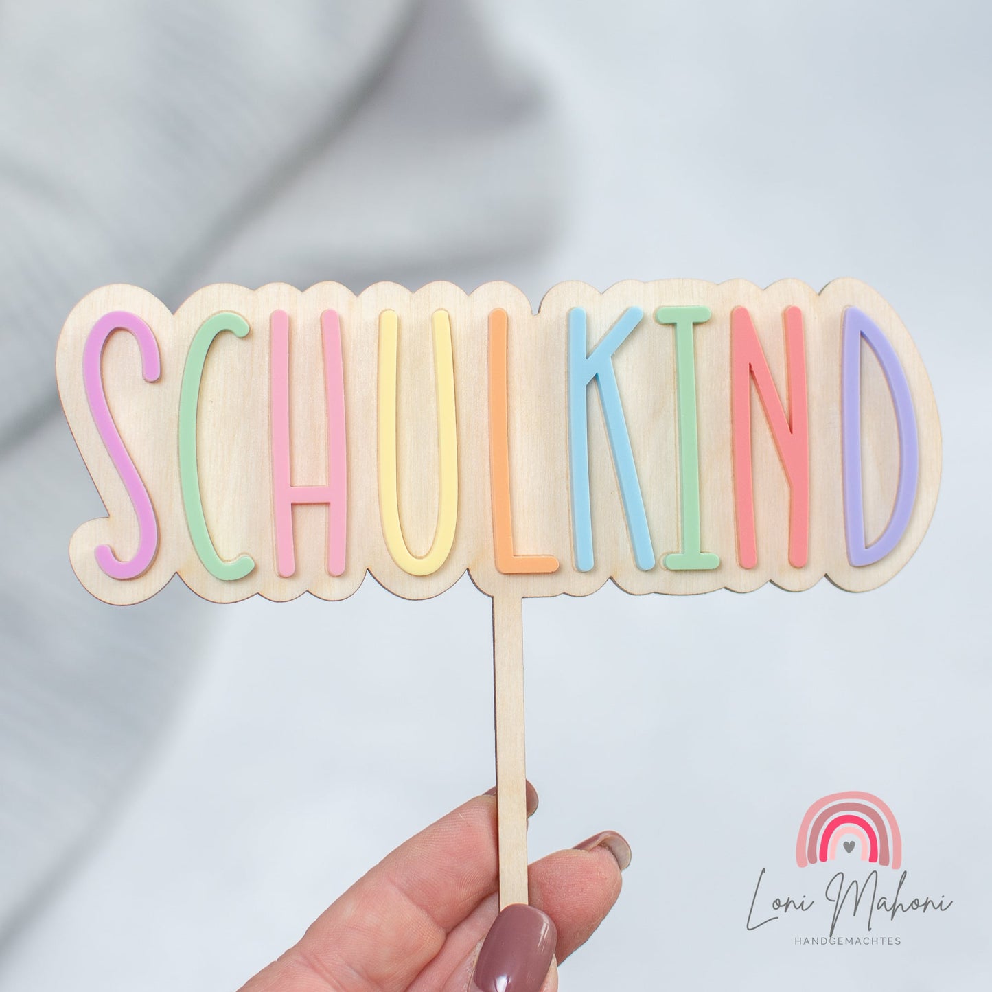 Bunter Tortenstecker Schulkind (Cake Topper)