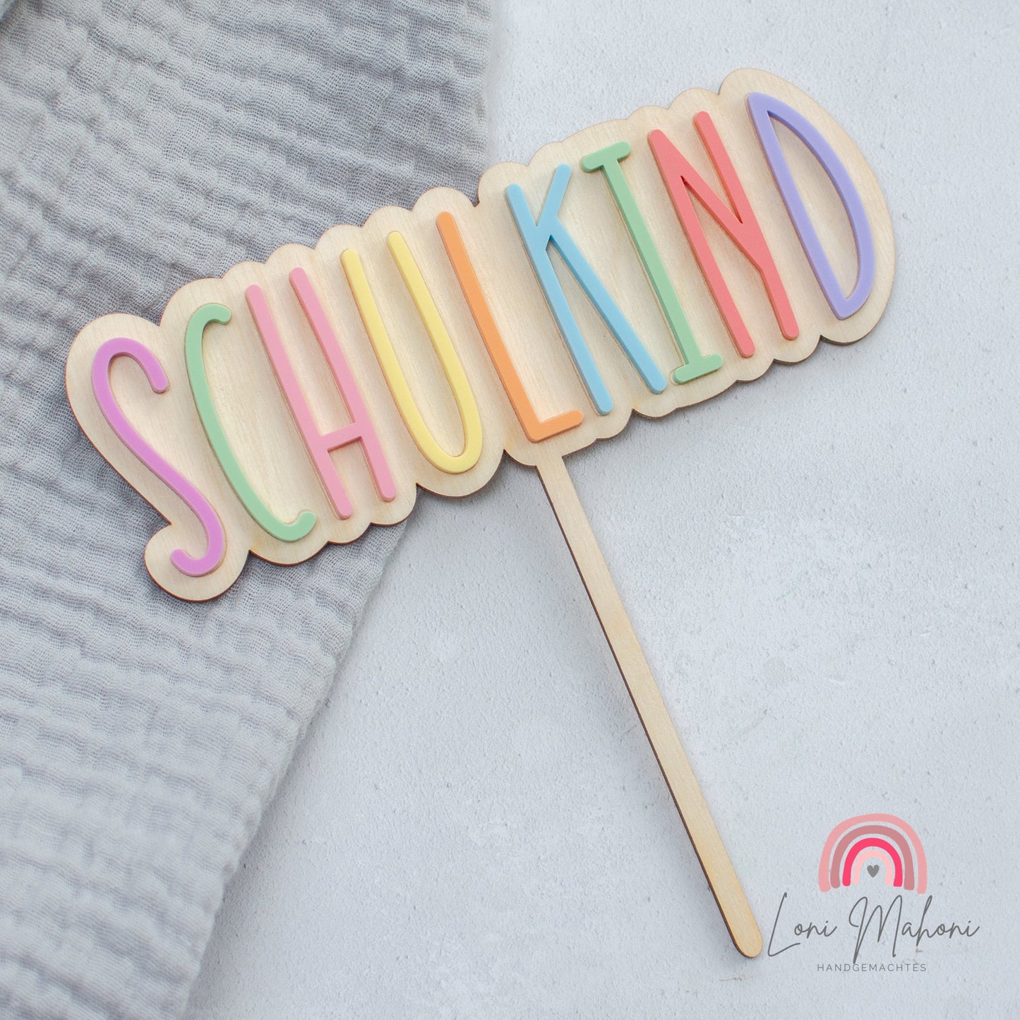 Bunter Tortenstecker Schulkind (Cake Topper)