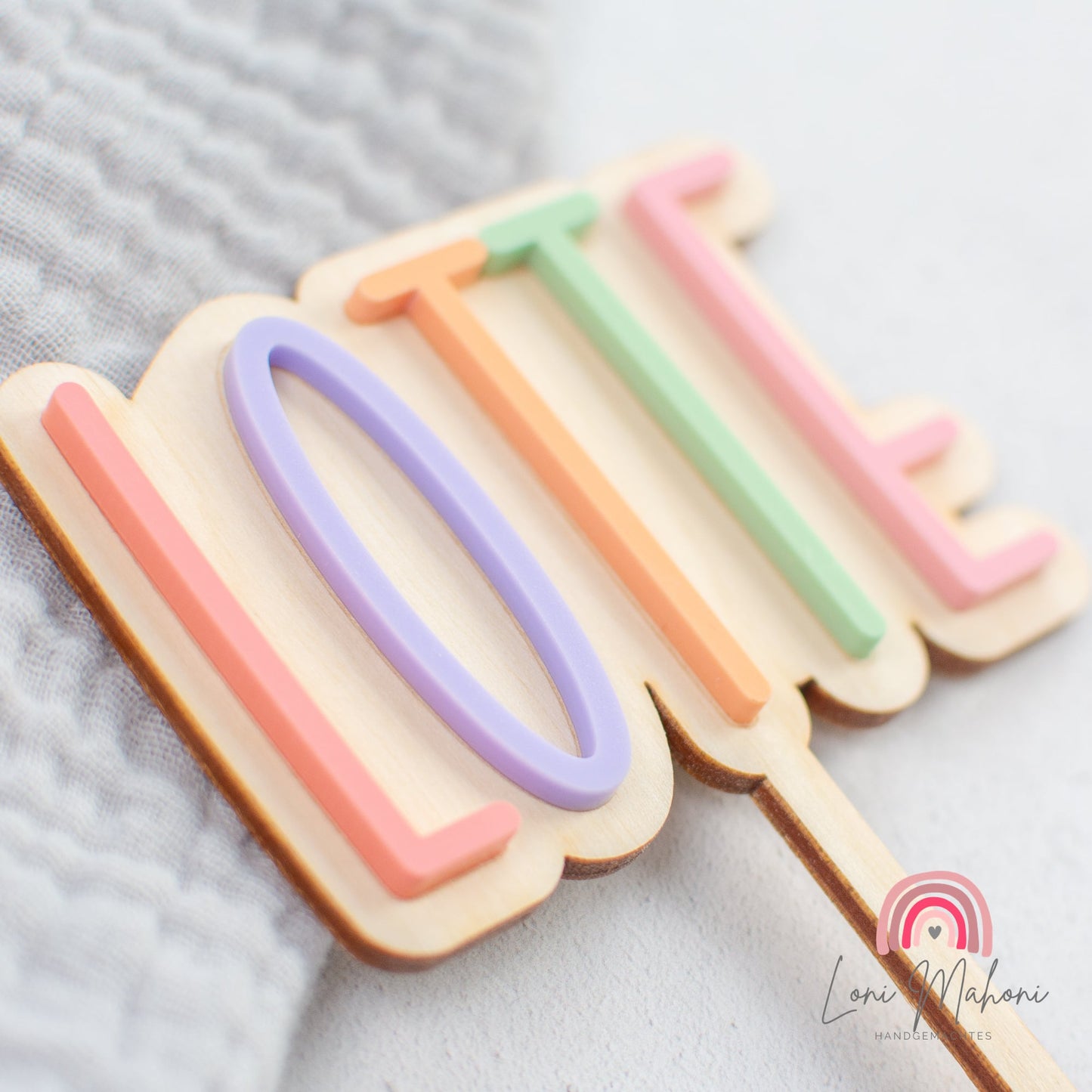 Bunter, personalisierter Tortenstecker mit Namen (Cake Topper)