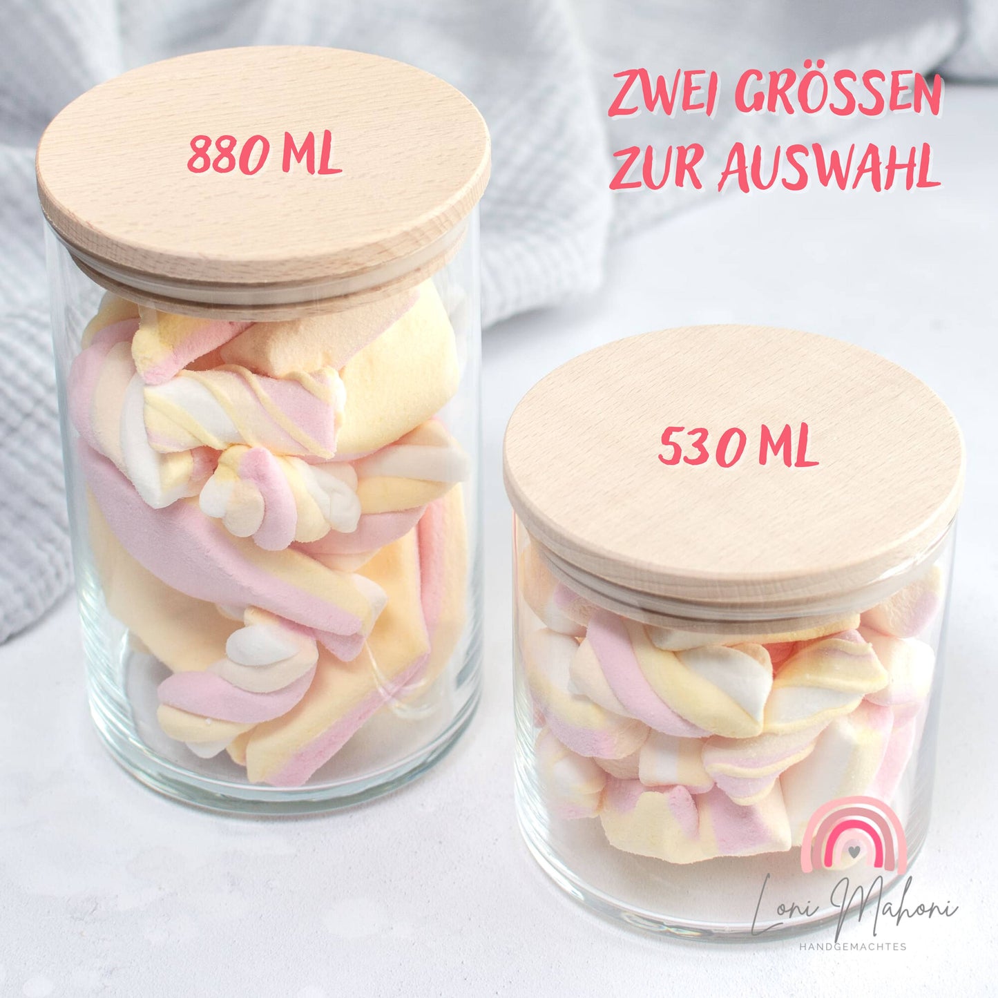 Personalisierbares Vorratsglas mit Holzdeckel, Geschenk zur Einschulung