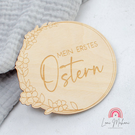 Meilensteinkarte Baby aus Holz für Ostern "Mein erstes Ostern"