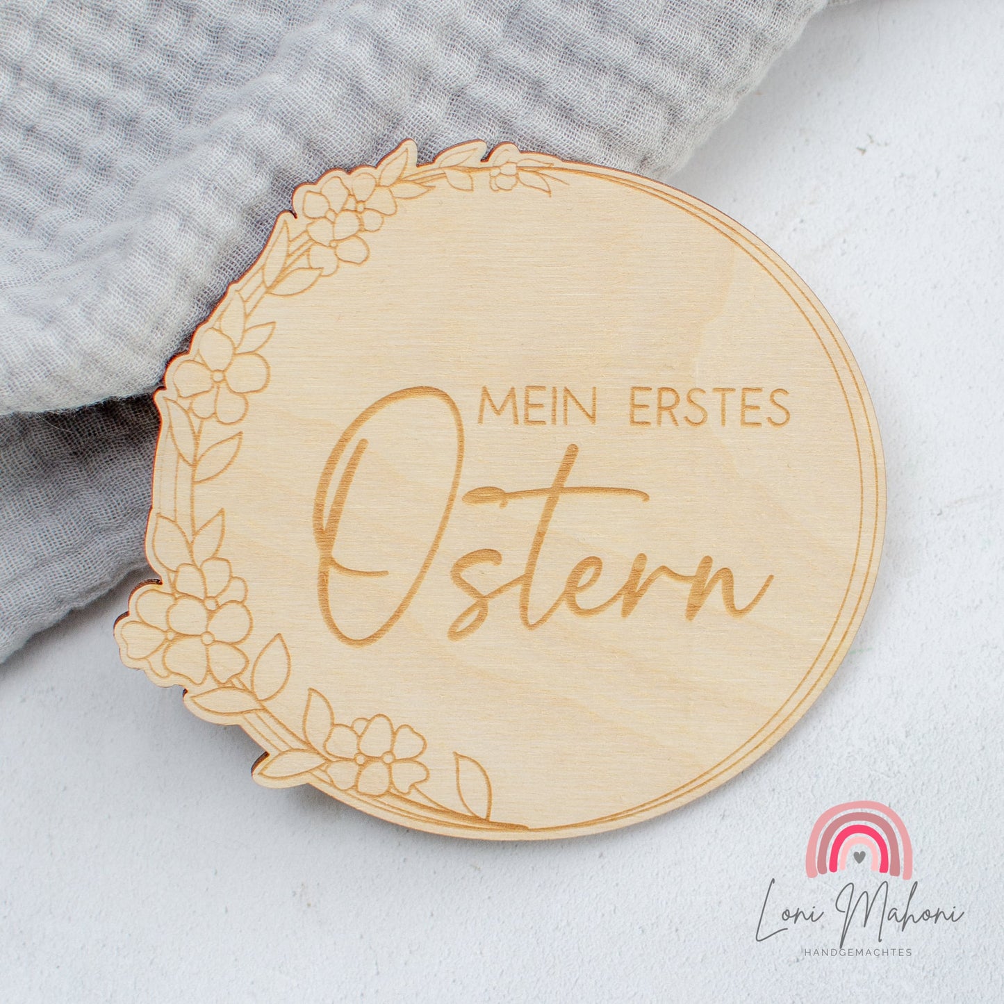 Meilensteinkarte Baby aus Holz für Ostern "Mein erstes Ostern"