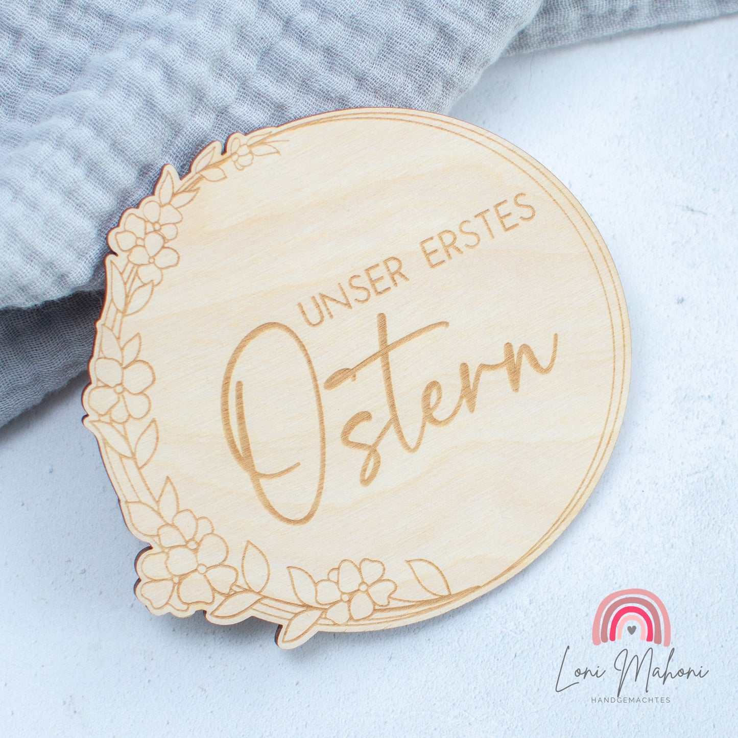 Meilensteinkarte Baby aus Holz für Ostern "Mein erstes Ostern"