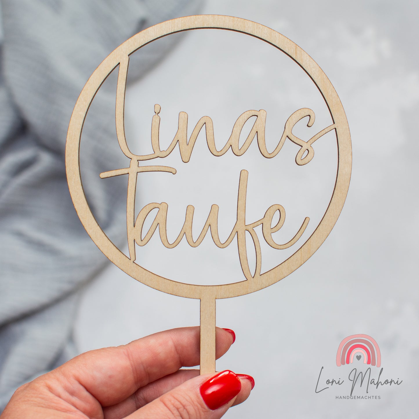 Cake Topper Taufe aus Holz, personalisiert