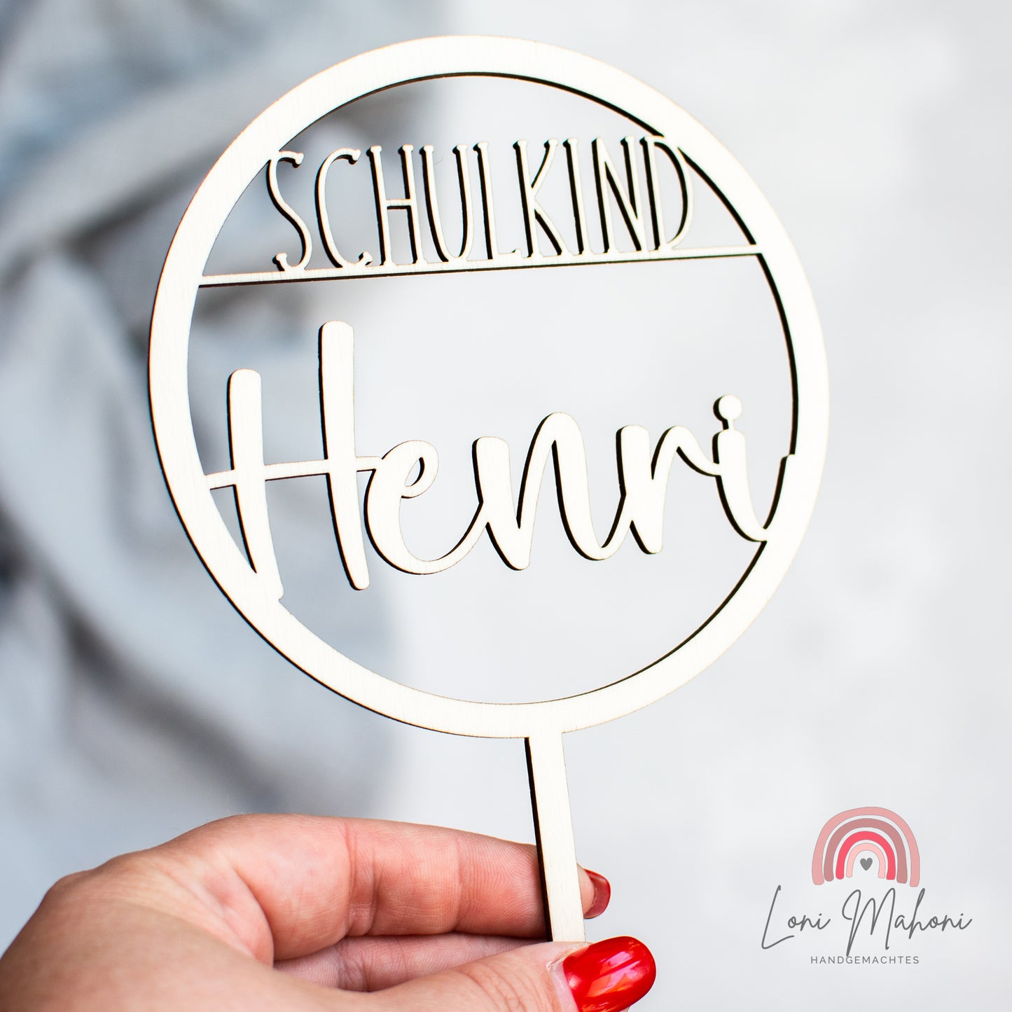 Cake Topper Schulkind aus Holz, personalisiert